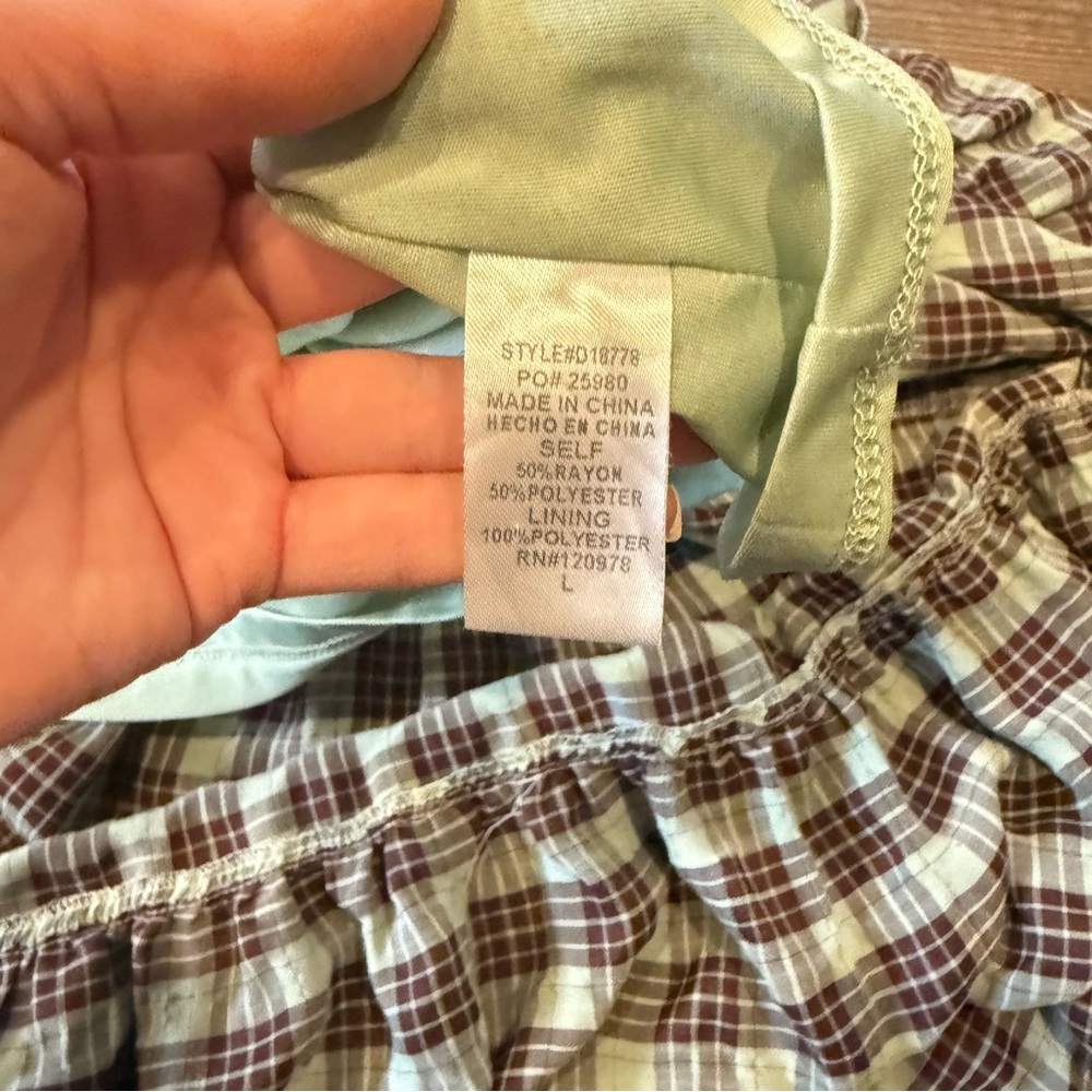 Entro Plaid Puff Sleeve Women’s Midi Dress with V-neckline Size Large - Picture 6 of 7